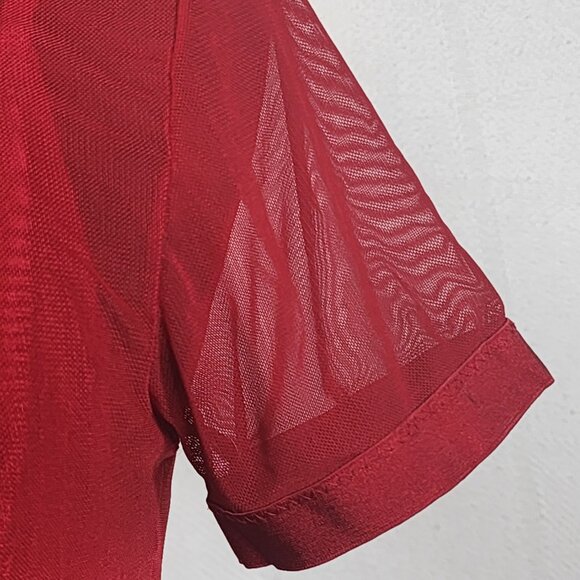 Avidlove Red Mesh Sheer High Neck SS Poly Span Crop Top with Built in Bra Size M - Picture 7 of 16